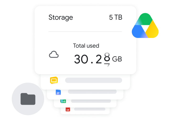 Google Drive storage UI showcasing storage features